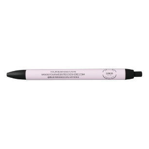 Pink Simple Business logo and contact info Custom  Black Ink Pen