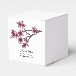Pink Simple Cherry Blossoms Favour Boxes