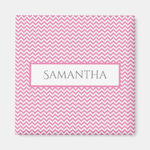 Pink Simple Chevron Personalised Magnet