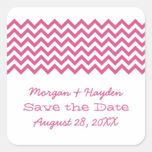 Pink Simple Chevron Save the Date Stickers