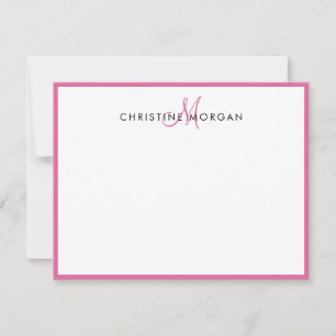 Pink simple chic minimalist monogram name card