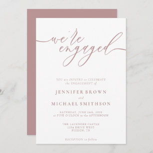 Pink Simple Clear Engagement We are engaged Invitation