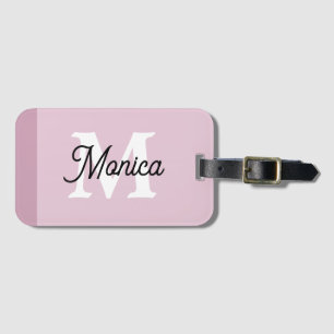 Pink Simple Custom Name Monogram Modern Luggage Tag