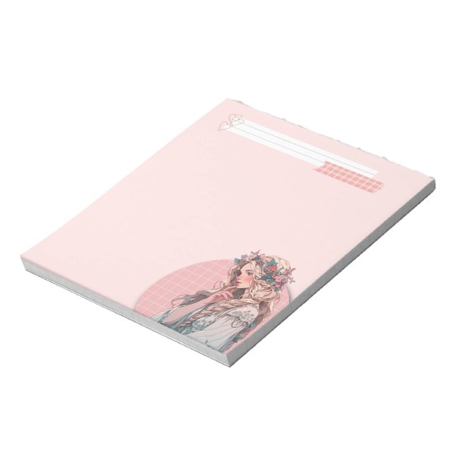 Pink Simple Cute Anime Boho Notepad (Rotated)