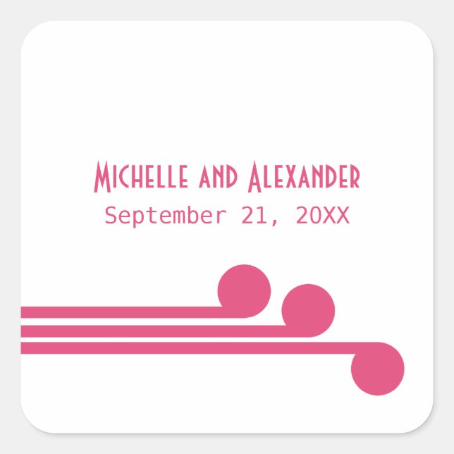 Pink Simple Deco Chic Wedding Stickers (Front)