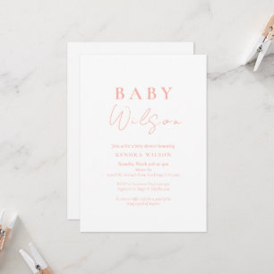 Pink Simple Elegant Girl Baby Shower Invitation