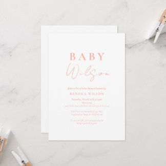 Pink Simple Elegant Girl Baby Shower Invitation