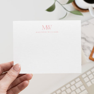 Pink Simple Elegant Modern Monogram Card