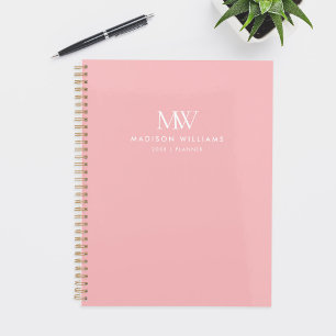 Pink Simple Elegant Modern Monogram Planner