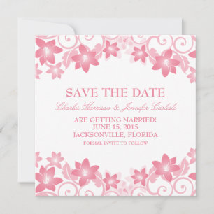 Pink Simple Floral Save the Date Invite