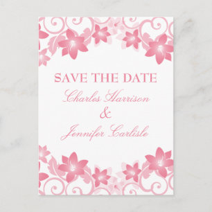 Pink Simple Floral Save the Date Postcard