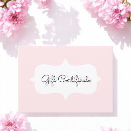 Pink Simple Gift Certificate Card