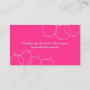Pink Simple handmade fruit sketch bakery recipe Business Card