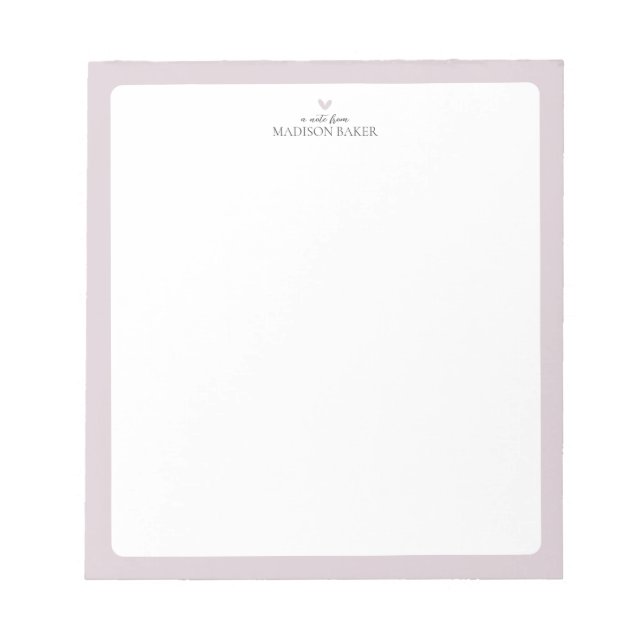 Pink | Simple Heart Personalised Notepad (Front)