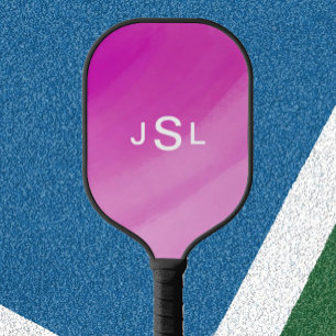 Pink simple initials cute sports gift for her pickleball paddle