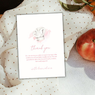 Pink Simple Minimal Modern Little Chef Baby Shower Thank You Card