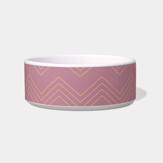 Pink, simple, modern, cool, trendy zigzag pattern bowl (Front)