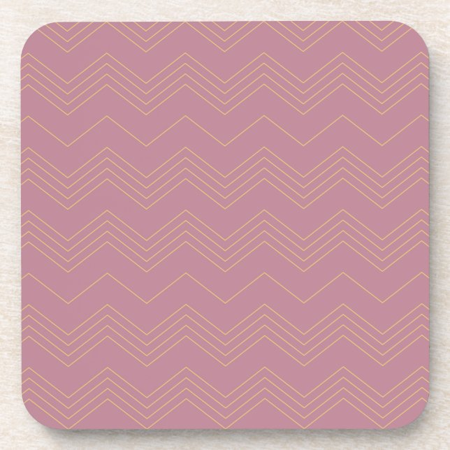 Pink, simple, modern, cool, trendy zigzag pattern coaster (Front)