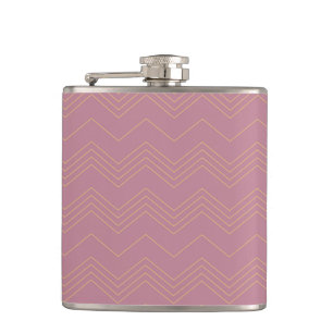 Pink, simple, modern, cool, trendy zigzag pattern hip flask