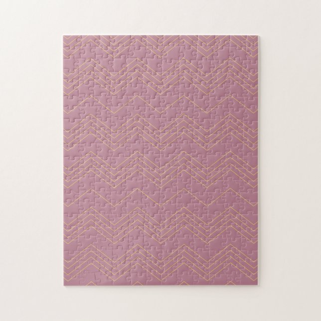 Pink, simple, modern, cool, trendy zigzag pattern jigsaw puzzle (Vertical)
