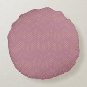 Pink, simple, modern, cool, trendy zigzag pattern round cushion