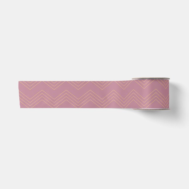 Pink, simple, modern, cool, trendy zigzag pattern satin ribbon (Front)