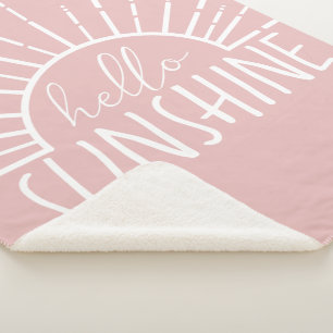 Pink Simple Modern Hello Sunshine Sherpa Blanket