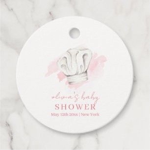 Pink Simple Modern Little Chef Baby Shower Favour Tags