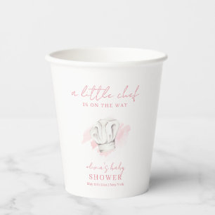 Pink Simple Modern Little Chef Baby Shower Paper Cups