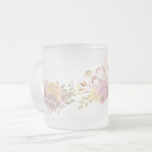 Pink simple Modern pink floral sunflower for her Frosted Glass Coffee Mug