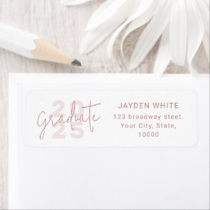 Pink Simple Modern Script Graduate Return Address