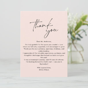 Pink Simple, Modern Thank you Teacher  Invitation