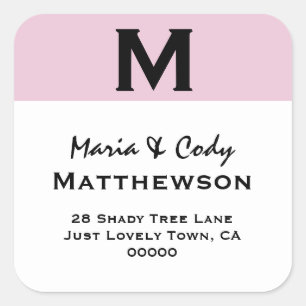 PINK Simple Monogram Address Label V27