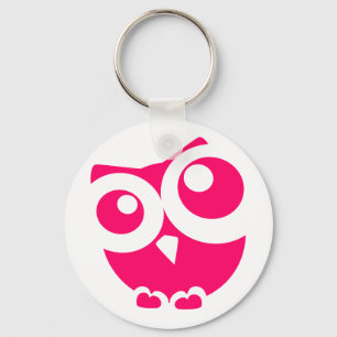 Pink Simple Owl Key Ring
