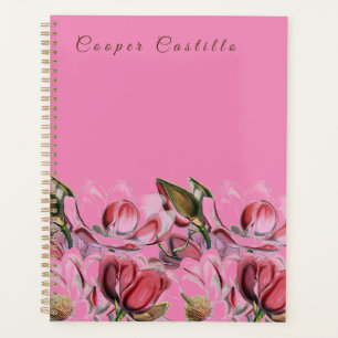 Pink Simple Professional Calligraphy Magnolias Planner