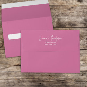 Pink Simple Return Address Custom Envelope