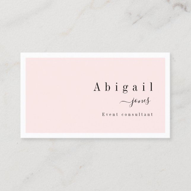 Pink Simple Script Modern Luxury Professional Business Card (Front)