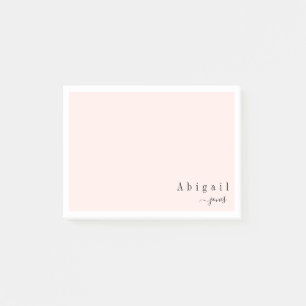Pink Simple Script Modern personalised Stationery Post-it Notes