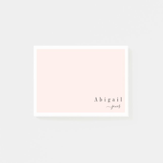 Pink Simple Script Modern personalised Stationery Post-it Notes (Front)