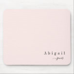 Pink Simple Script Name Modern Luxury personalised Mouse Mat<br><div class="desc">Modern chic minimalist script name design on colour editable blush pink background,  simple and elegant,  great custom your own personalised mouse pad. 
Customise it with the background colour of your choice.</div>