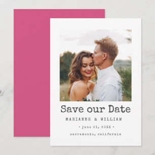 Pink Simple SQUARE Photo wedding save the date