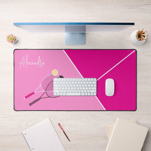 Pink Simple Tennis Modern Pastel Desk Mat (Office 1)
