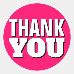 Pink Simple Thank You Classic Round Sticker