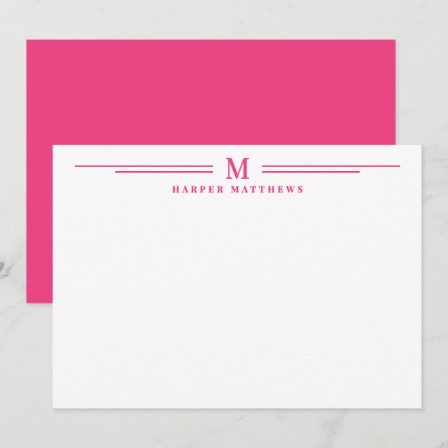 Pink Simple Two Border Minimalist Card (Front/Back)