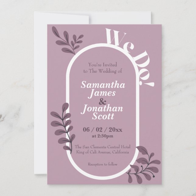 Pink Simple Wedding Invitation (Front)