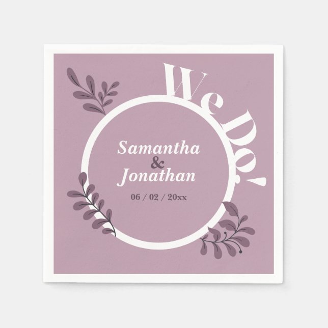 Pink Simple Wedding Napkin (Front)