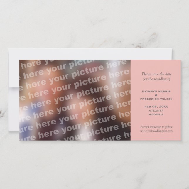 Pink simple wedding save the date announcement (Front)
