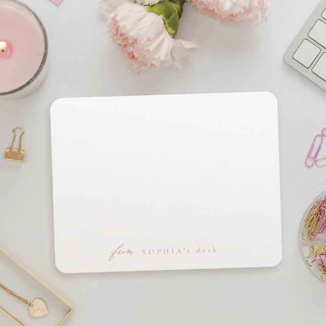 Pink Simply Elegant Modern Personalised Stationery Card (Pink Simply Elegant Modern Personalized Stationery Note Card)