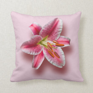Pink Single Stargazer Lily Cushion