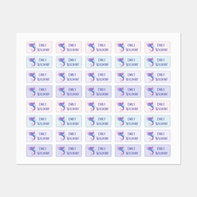 Pink Siren Kids' Name Clothing School Labels (Sheet)
